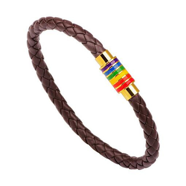 Rainbow Leather Bracelet With Stainless Steel Clasp - Kay&P
