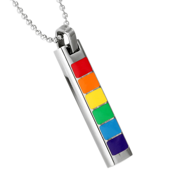 Stainless Steel Rainbow Bar Pendant Necklace - Kay&P