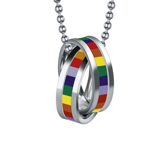 Stainless Steel Double loop Rainbow Necklace - Kay&P