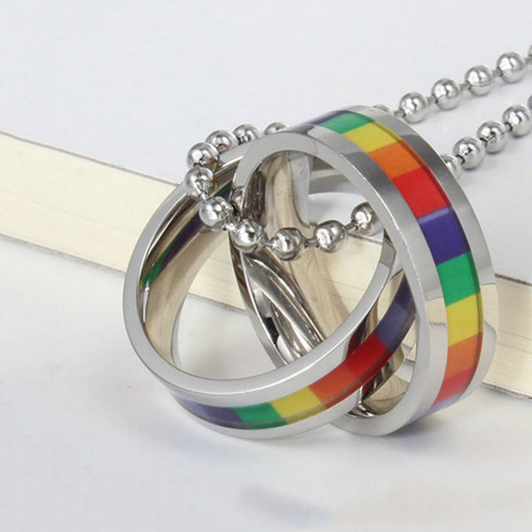 Stainless Steel Double loop Rainbow Necklace - Kay&P