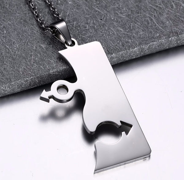 Male Male Symbol Jigsaw Pendant Necklace - Kay&P