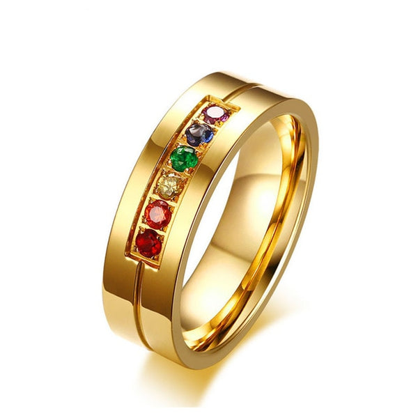 Gold Rainbow Gemstone Ring - Kay&P